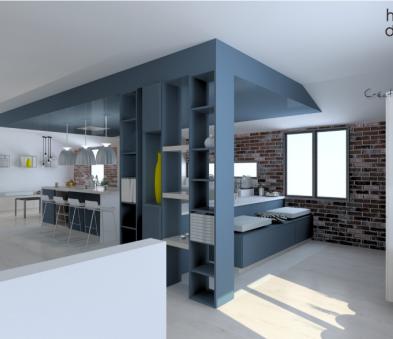 Cuisiniste finistere avec bureau d'étude, projet en 3D.